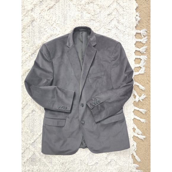 Calvin Klein Velvet Blazer, Men's Sport Coat Size 42R, Dark Gray MSRP $399 - Picture 2 of 10